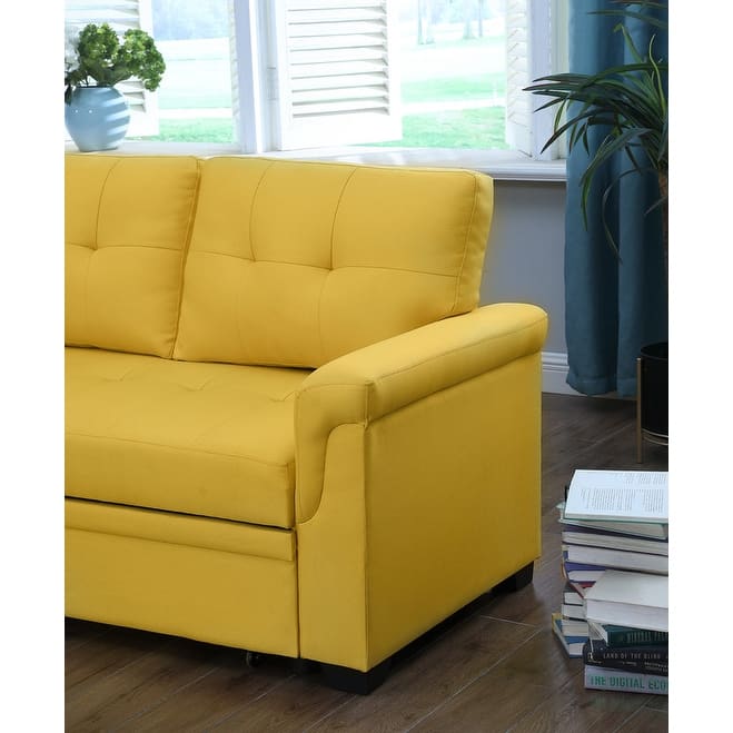 Lucca 84-inch Reversible Sleeper Sectional Sofa with Storage Chaise - 84"W x 54"D x 35"H