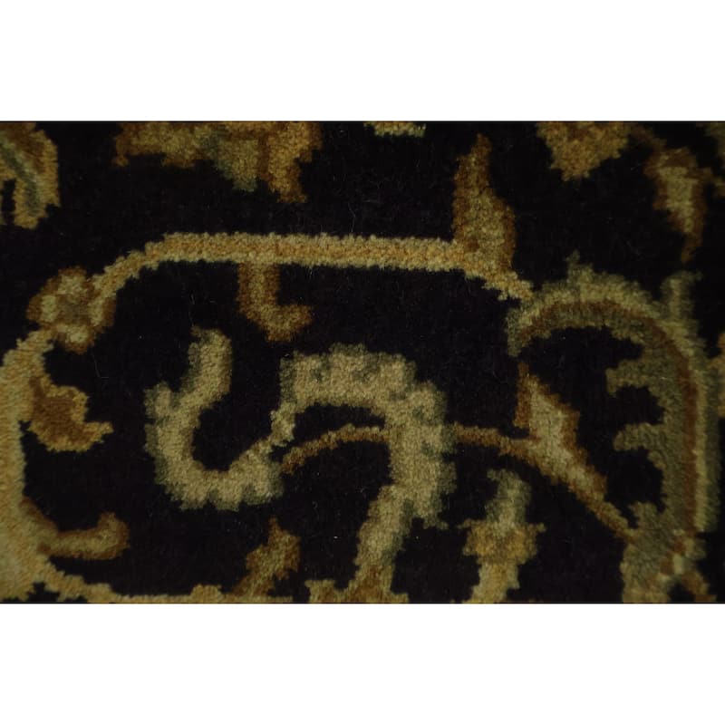 Hand Knotted Oriental 100% Wool Carpet Traditional All-Over Black Agra Area Rug - 4' 0'' X 4' 0''