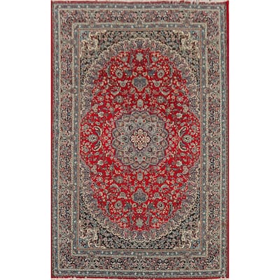 Floral Red Tabriz Turkish Area Rug Machine Made Carpet - 6'7" x 9'8"
