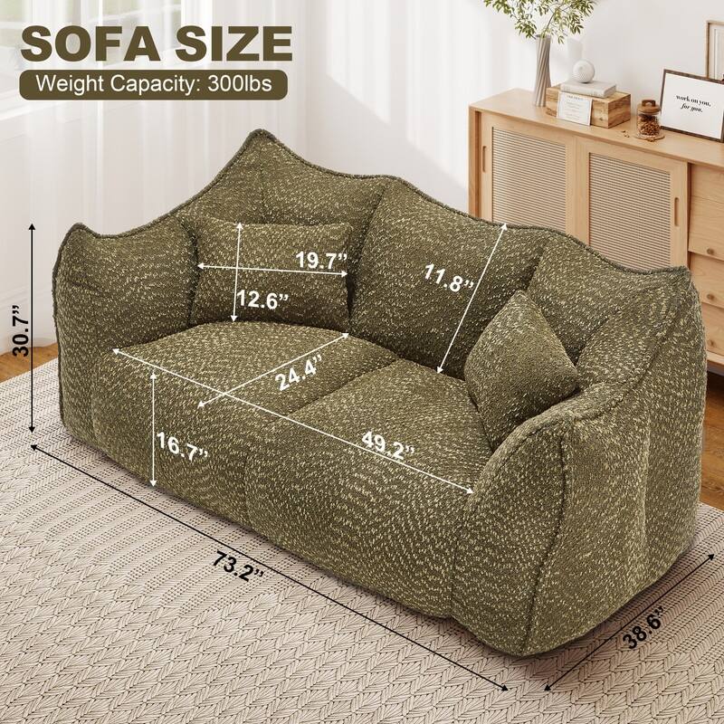 Rossetta Soft Comfortable Square Beanbag Chair with Armrests