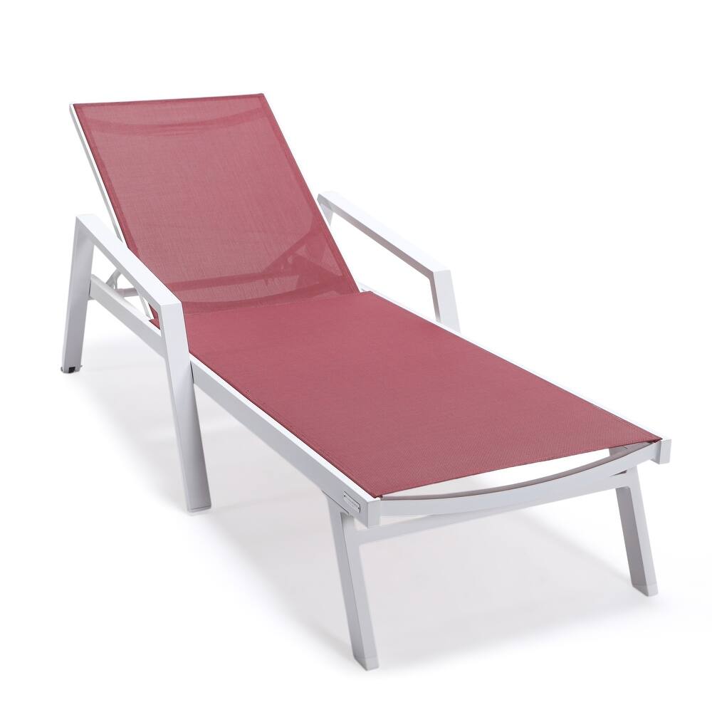 Marlin Rust-Resistant Aluminum Chaise Lounge - Adjustable 4-Position Outdoor Tanning Chair with Armrests
