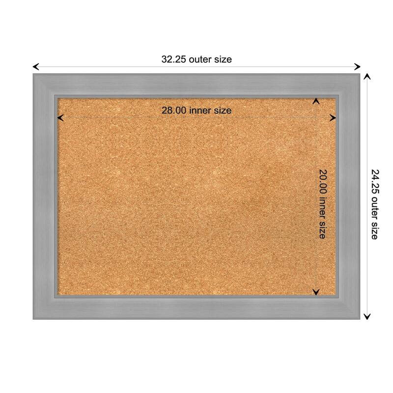Vista Brushed Nickel Framed Cork Bulletin Memo Board