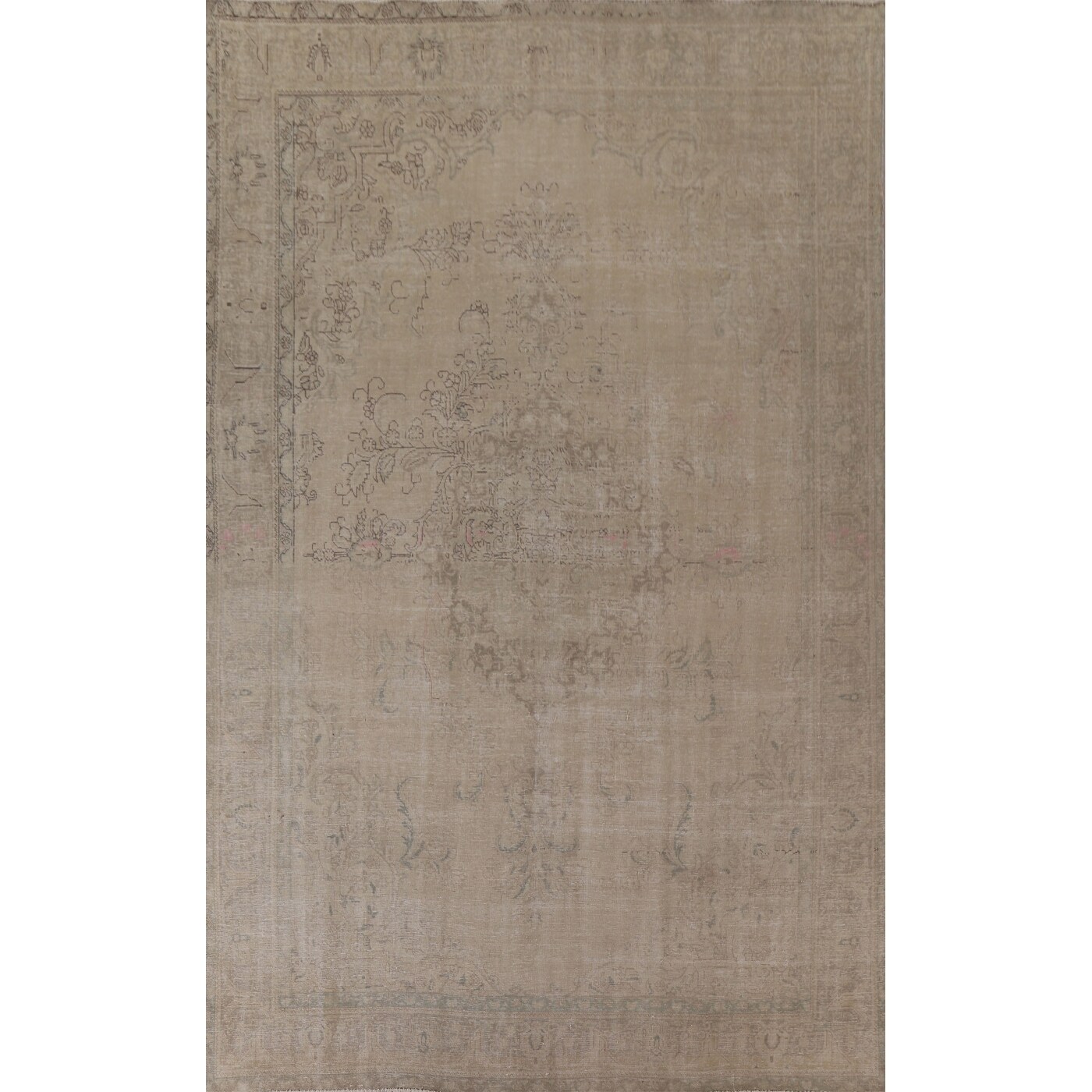 Hand Knotted Oriental 100% Wool Carpet Traditional Medallion Beige & Ivories Tabriz Area Rug - 12' 11'' X 9' 6''