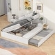 preview thumbnail 13 of 22, Full Size Wood Storage Hydraulic Platform Kids Bed Frame with Twin Size Trundle, Side Table and Lounge for Bedroom, Grey White