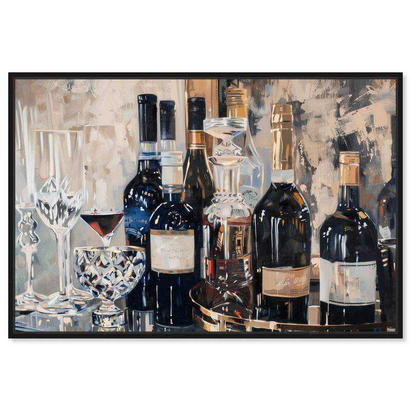 Notoriart Bar Table Classics Framed Bar Cart Art For Men - 25 x 17 - Black
