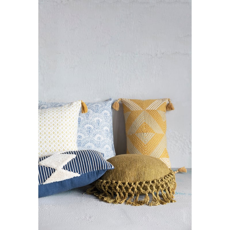 Cotton Pillow with Pattern and Tassels