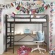 preview thumbnail 1 of 7, Black Metal Twin Loft Bed with L-Shaped Desk,Charging Station,Safety Guard,Ladder Black