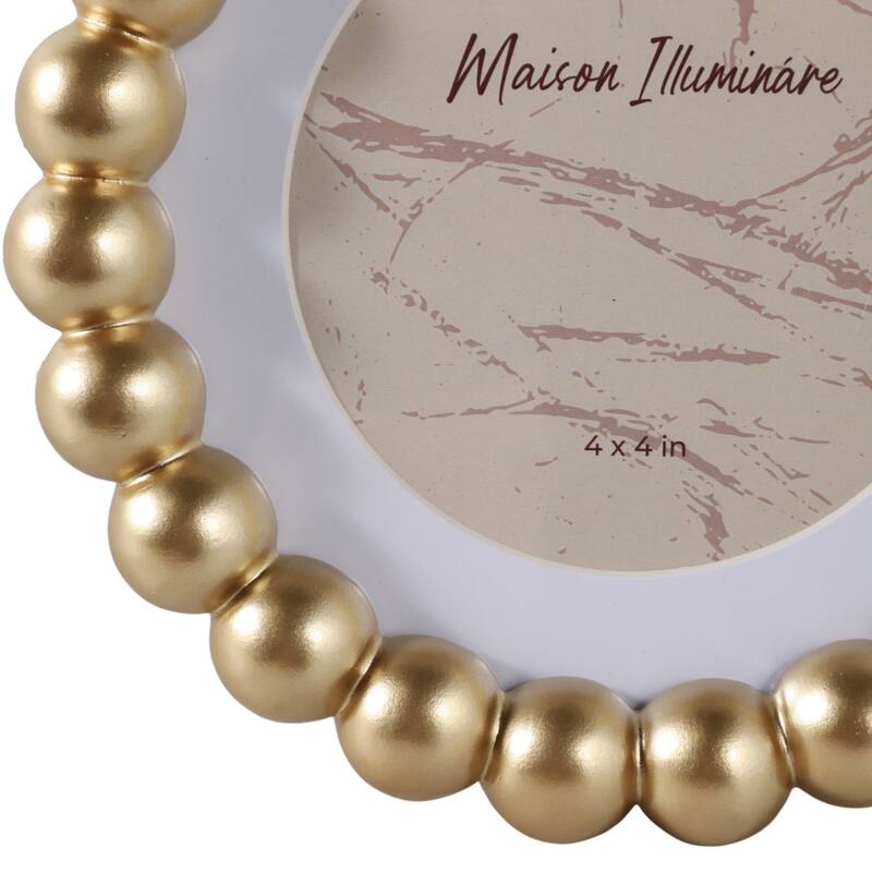 Gold 6x6 in. Glass Matted To 4x4 Beaded Modern Photo Frame