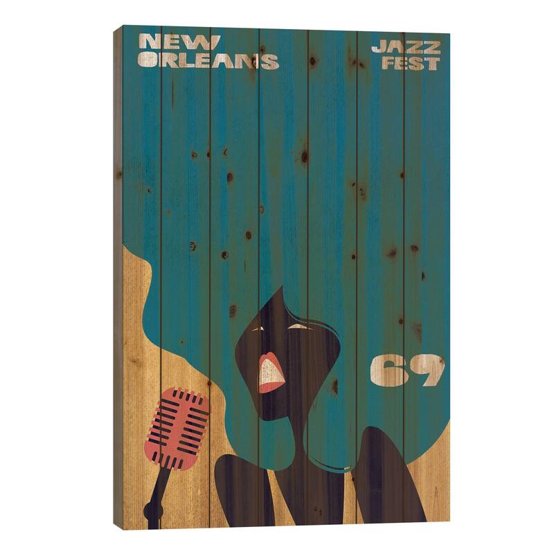 New Orleans Jazz Fest 1969 Print On Wood by Jay Stanley - Multi-Color - 40x26x1.5