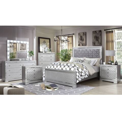 Furniture of America Seleena Glam Silver 6-piece Tufted Bedroom Set