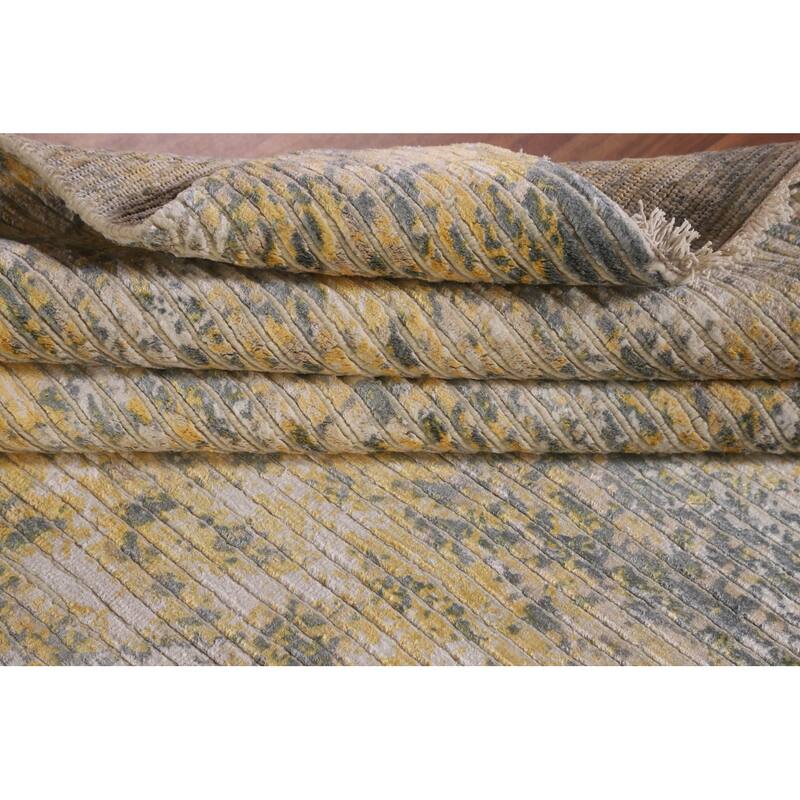 All-Over Striped Abstract Modern Area Rug Handmade Wool Carpet - 5'5" x 7'5"