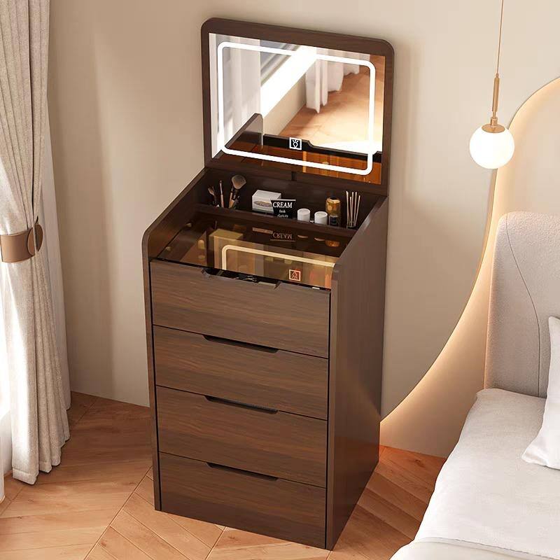 3 in 1 Vanity Desk with Plip Top Mirror,Small Make Up Vanity Set with Visible Glass Desktop, Compact Dressing Table