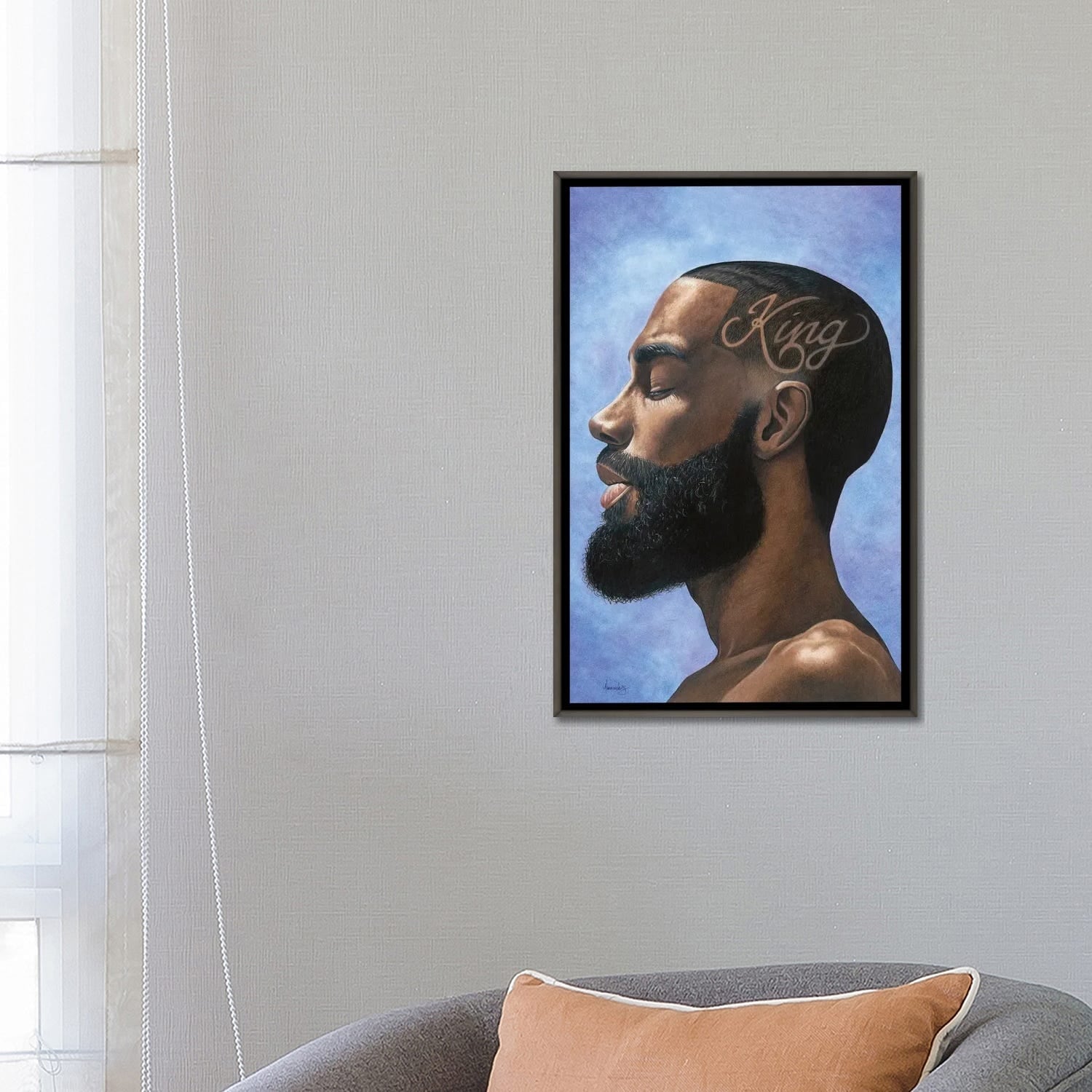 Framed Canvas Art (Gold Floating Frame) - King by Manasseh Johnson ( People > Royalty art) - 26x18 in