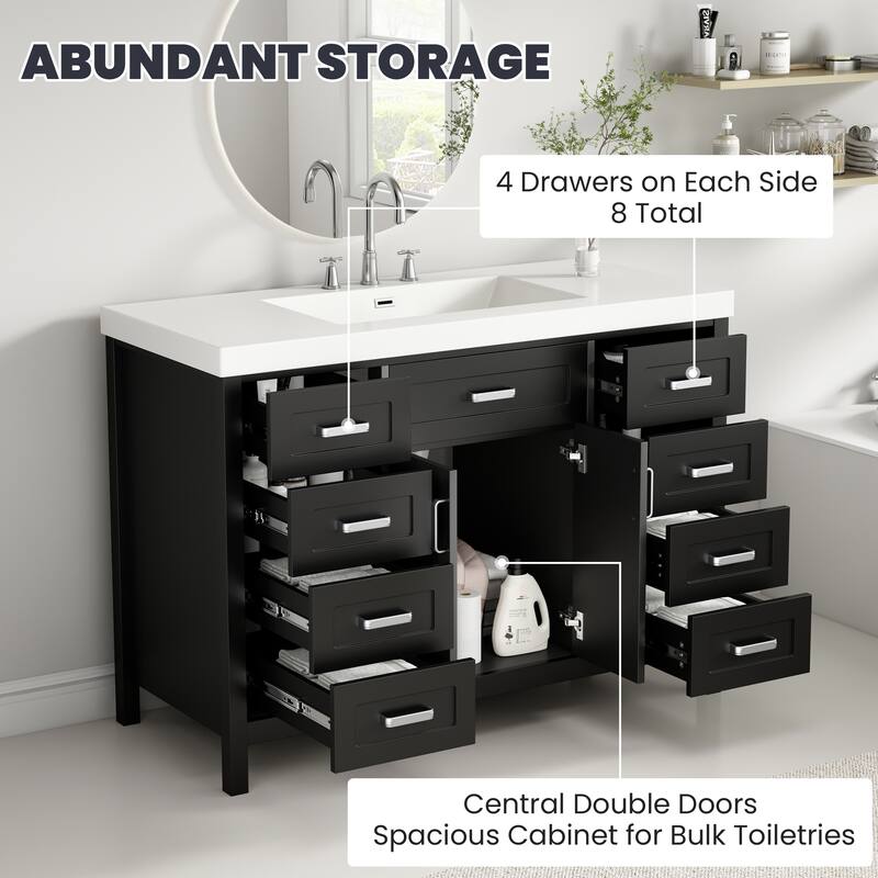 48" Classic Bathroom Vanity with Sink, Soft-Closing Doors & 8 Drawers