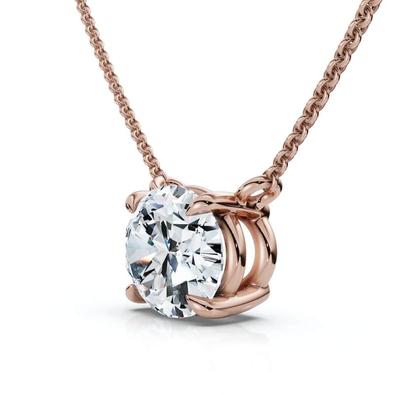 Bliss Diamond 1Ct Solitaire Oval Diamond Pendant Gold Women's 18" Chain Lab Grown - Rose