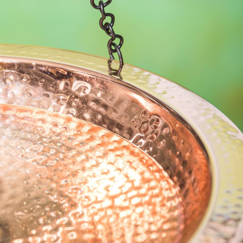 Copper Plated Hammered Hanging Birdbath