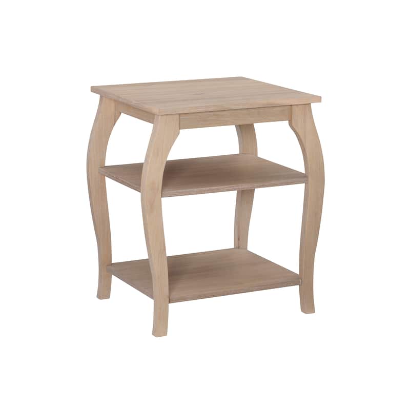 Ingrid Wood Farmhouse Side Table with 2 Shelves - Natural