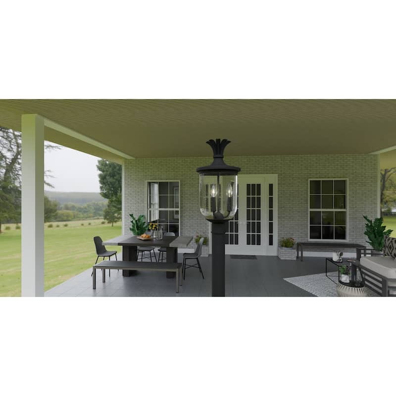 Havana 3-Light Earth Black Outdoor Post Lantern