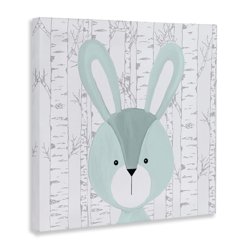 Stupell Charming Bunny on Birch Canvas Wall Art Design By Kim Allen