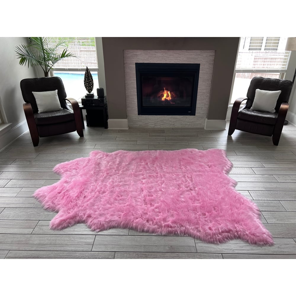 Silver Orchid Luxurious Faux Bison Skin Shag Rug