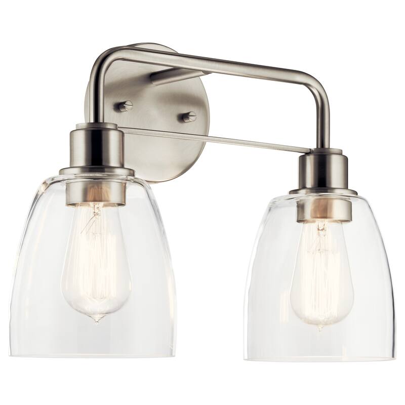 Kichler Lighting Meller 15.25 in. 2-Light Brushed Nickel Vanity Light with Clear Glass