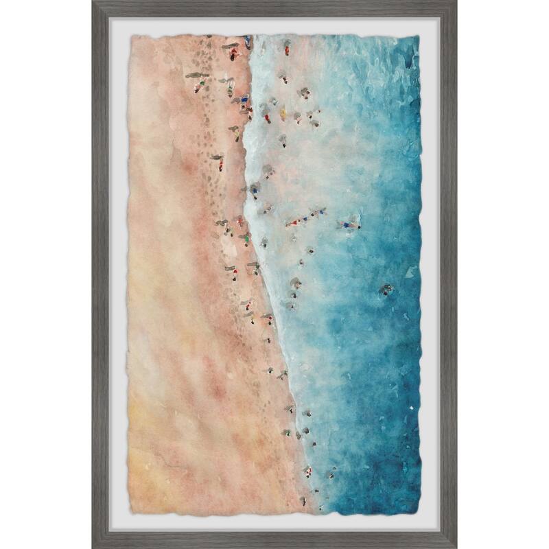 Beach Scene Framed Painting Print - Coastal Wall Art Decor - Home Stock Elegant Escape