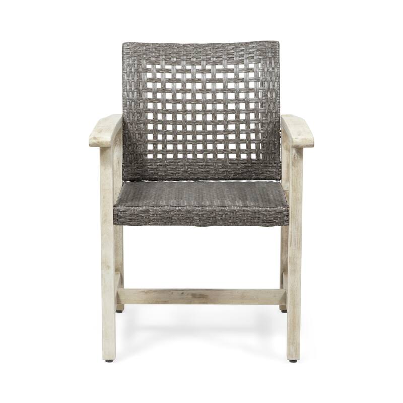 Country Outdoor Patio Rattan Chairs Set of 2, Bistro Table & Chairs Set for Lawn, Balconies & Gardens