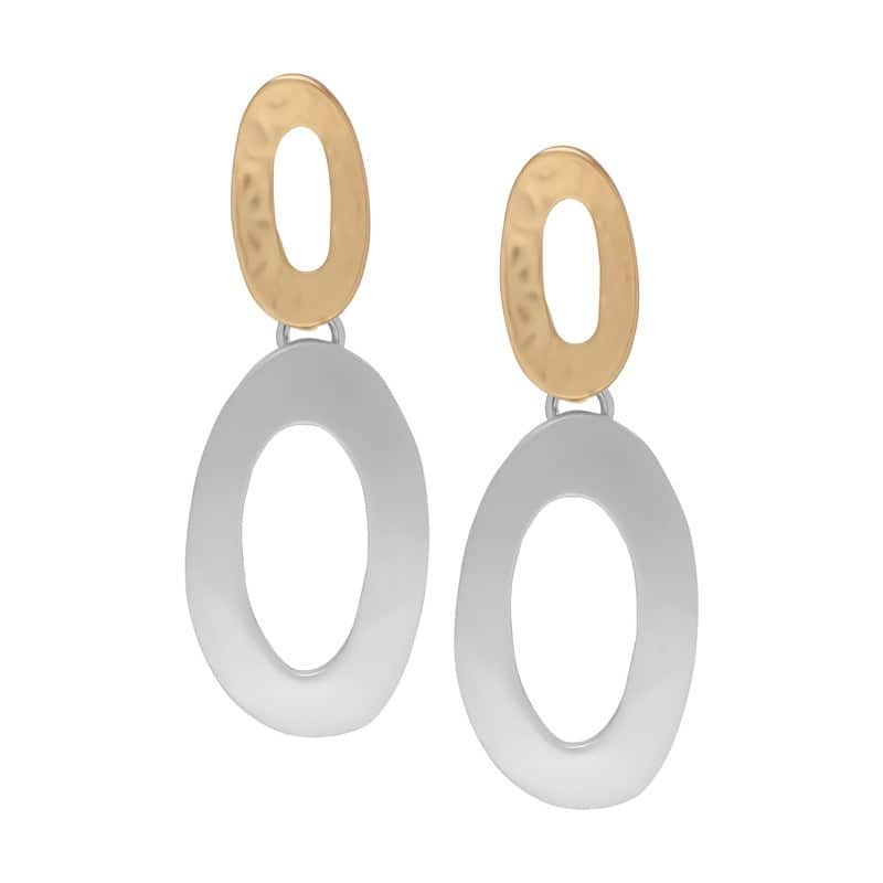 Victoria Townsend Two Tone Plated Double Oval Drop Earrings