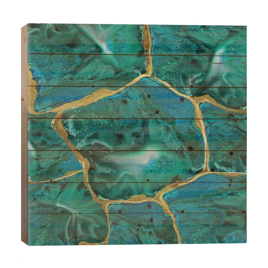 Malachite Accent Print On Wood by Danielle Carson - Multi-Color