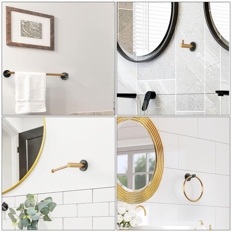 Modern Black Gold 3-Light Vanity Light Fixture All-in-one 5-piece Bathroom Set