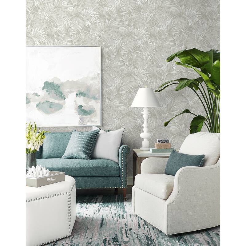 Lillian August Cordelia Tossed Palms Embossed Vinyl Unpasted Wallpaper