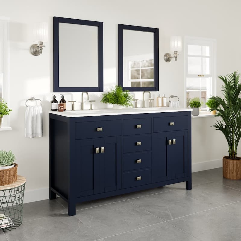 Totti Artemis 60" Blue DS Bath Vanity with WH Engineered Top