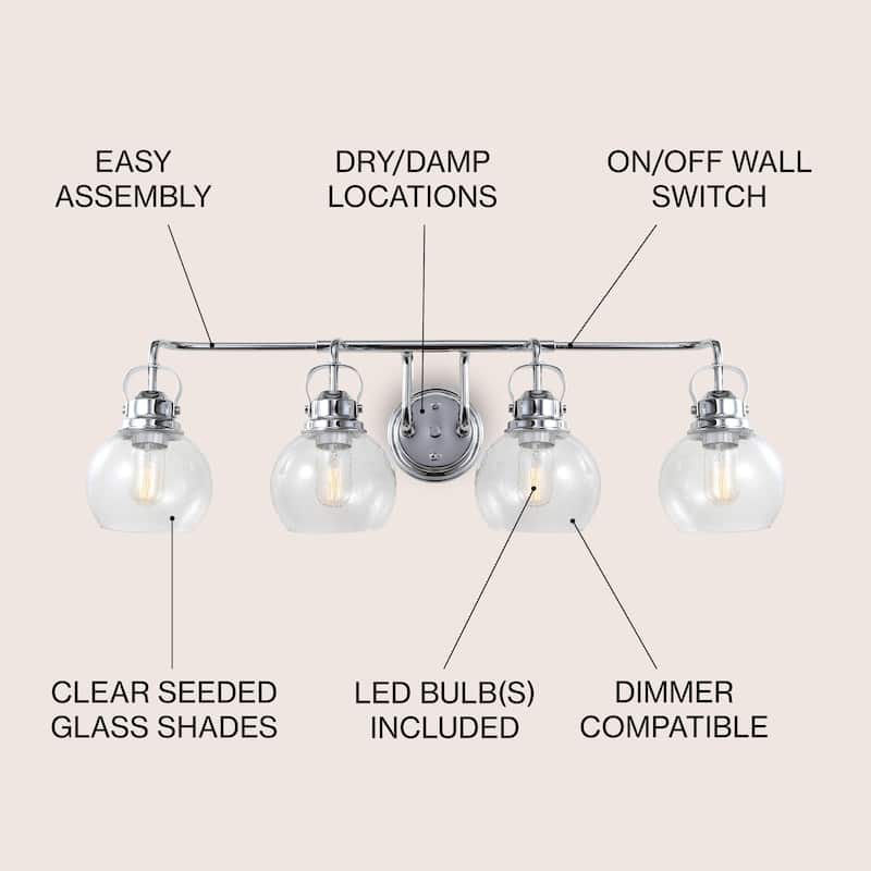 Bolha Metal/ Bubbled Glass Vanity Light, Chrome by JONATHAN Y