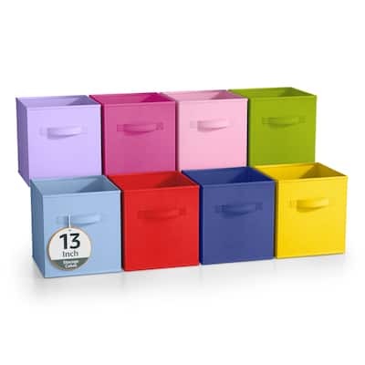 Sorbus Fabric Storage Bins 13" Set of 2 With 8 Foldable Storage Bins Foldable With Handles For Pantry, Cubbies, Toy Clothes- 8Pk