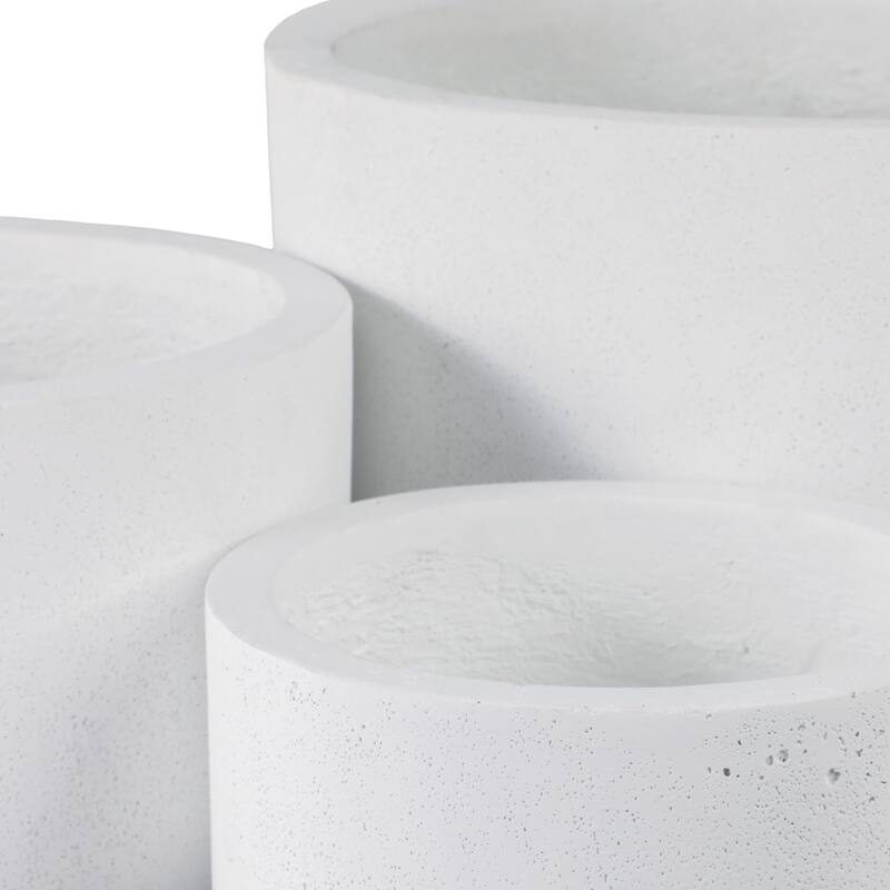 Pottery Rounded Cement Planters (Set of 3) - 11", 8", 6" White - 15" x 15" x 11"