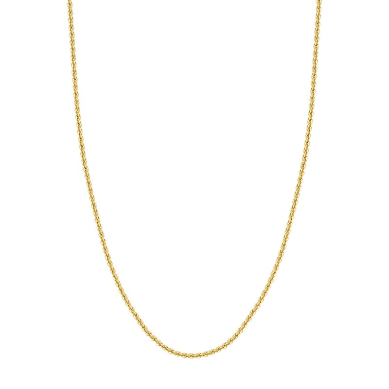 Curata 10k Yellow Gold 2.9mm Hollow Rope Chain Necklace (Lobster)