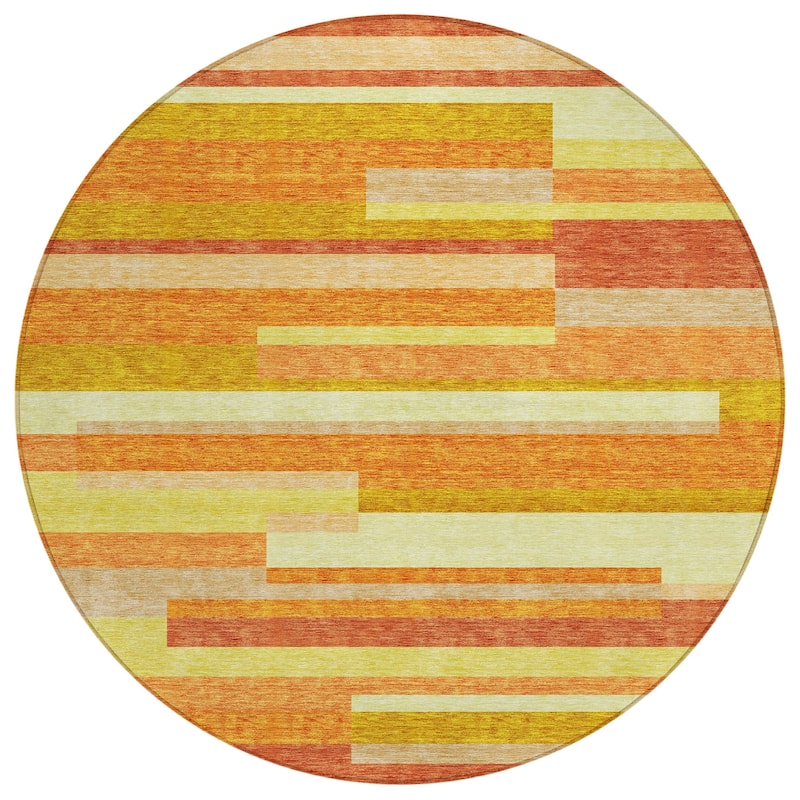 Machine Washable Indoor/ Outdoor Chantille Contempory Stripes Rug