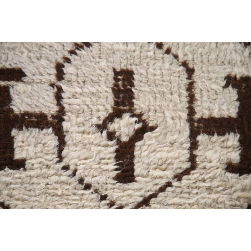 Beige Tribal Anatolian Runner Rug Hand-knotted Wool Carpet - 3'1"x 12'7"