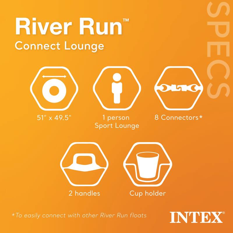 INTEX River Run Connect Inflatable Water Raft (2 Pack) + 2 Person Cooler Tube - 6.5