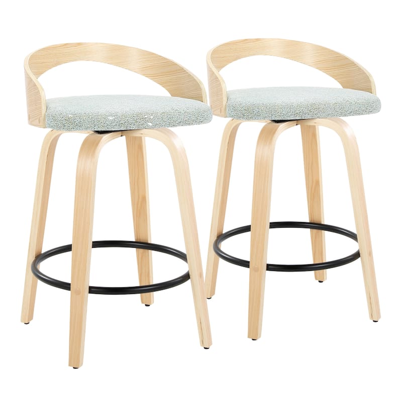 Carson Carrington Stavanger 26" Fixed-Height Counter Stool with Bent Wood Legs & Round Footrest (Set of 2)