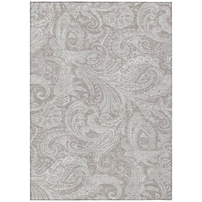 Machine Washable Indoor/ Outdoor Chantille Paisley Traditional Rug
