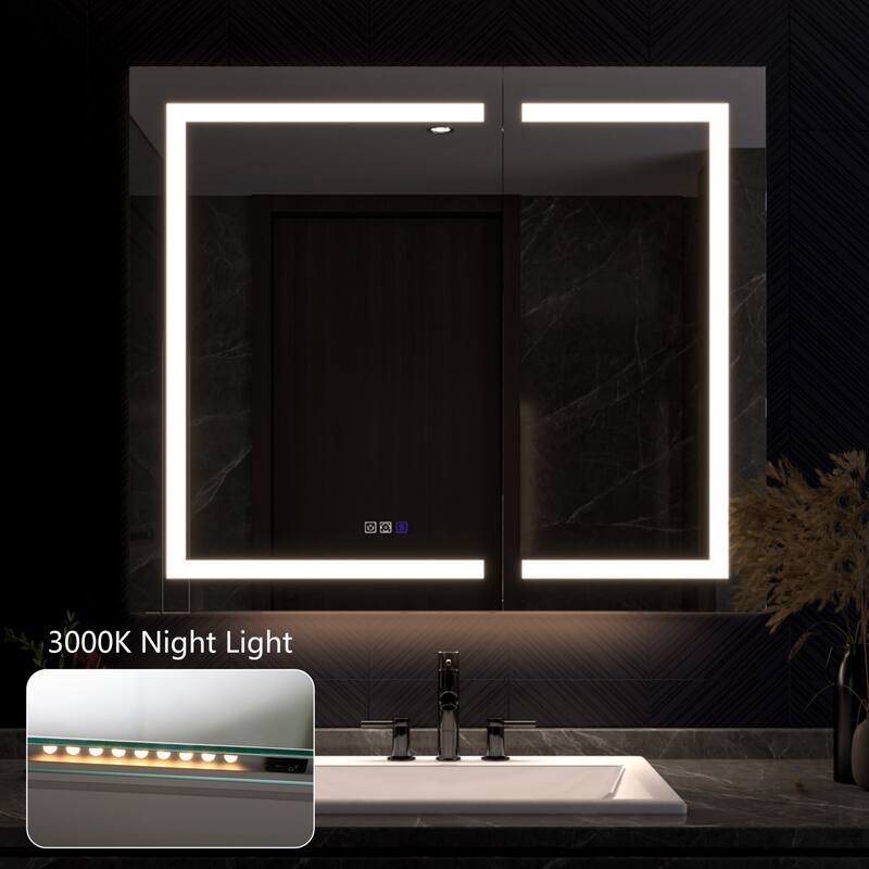 Modland 24"-42W x 36"H LED Medicine Cabinet Mirror with USB Charging,5x Makeup Mirror