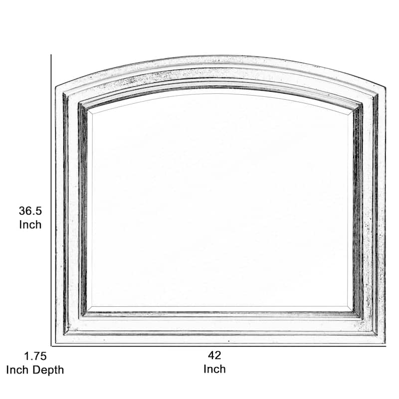 Wooden Mirror with Raised Edges and Curved Top, Black