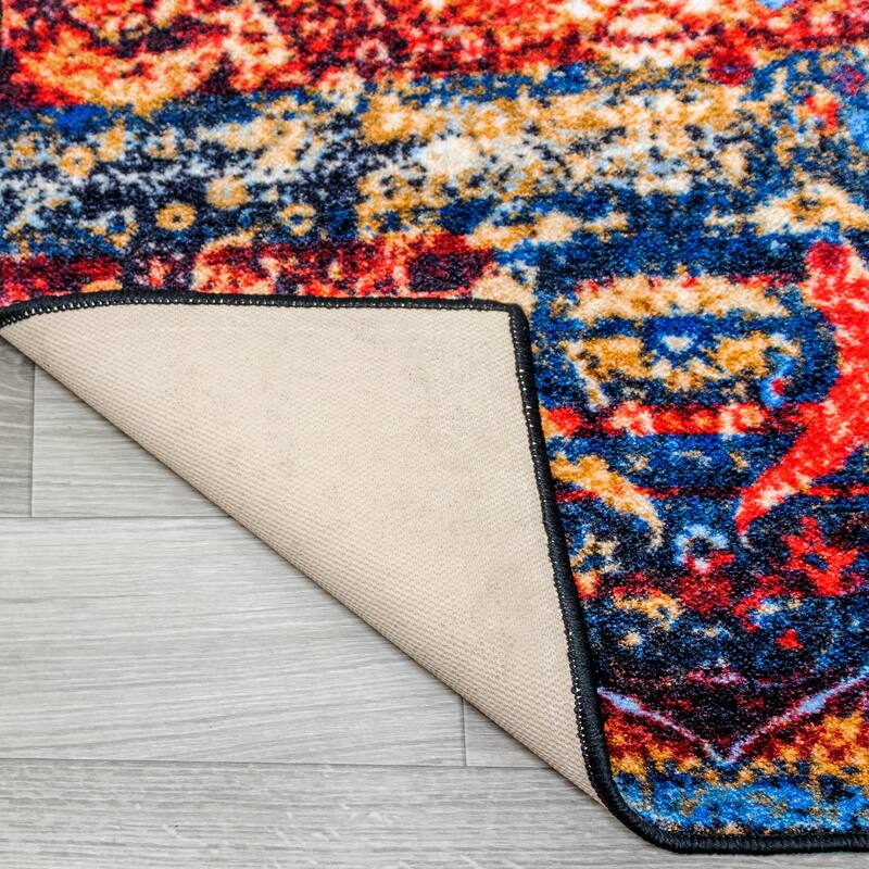 Superior Oswell Medallion Non-Slip Washable Indoor Runner or Area Rug