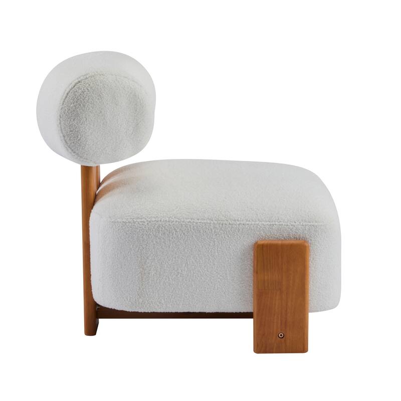 Christopher Knight Home - Mid-Century Fabric Accent Chair with Curved Backrest and Solid Rubberwood Frame