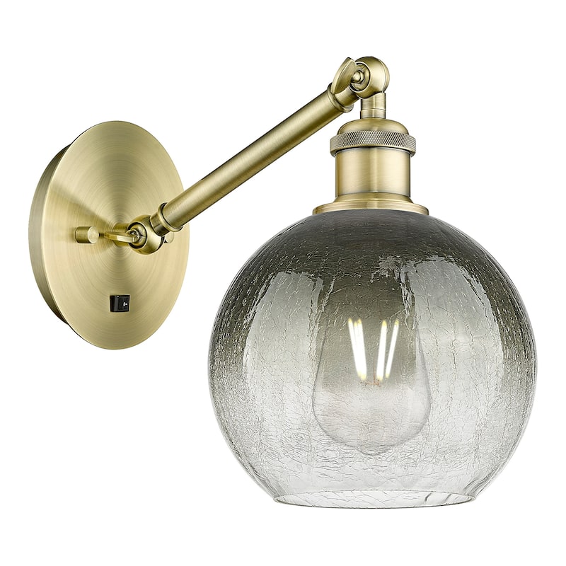 Innovations Lighting 317-1W-11-8 Brookhaven Globe Sconce Brookhaven - Antique Brass / Slate