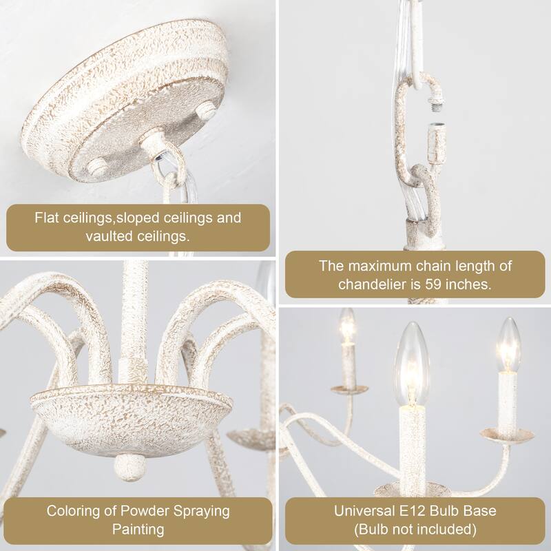 6-Light 27.55-inch Farmhouse Chandeliers for Living Room Foyer Hallway