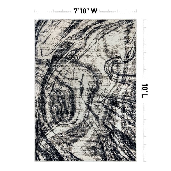 dimension image slide 0 of 7, World Rug Gallery Distressed Abstract Black / Ivory / Gray Area Rug