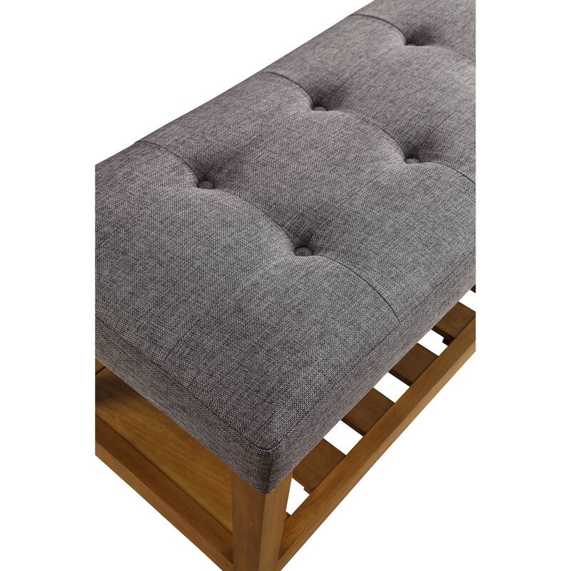 Charla Light Gray Fabric & Oak Finish Bench