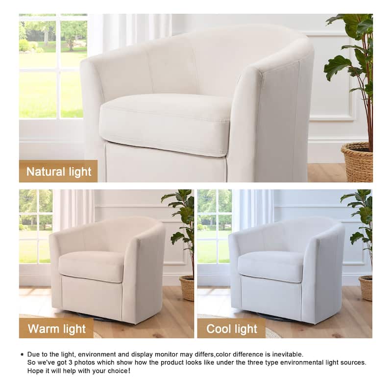 Set of 2 Velvet Swivel Accent Chairs Barrel Chairs with Plush Cushion